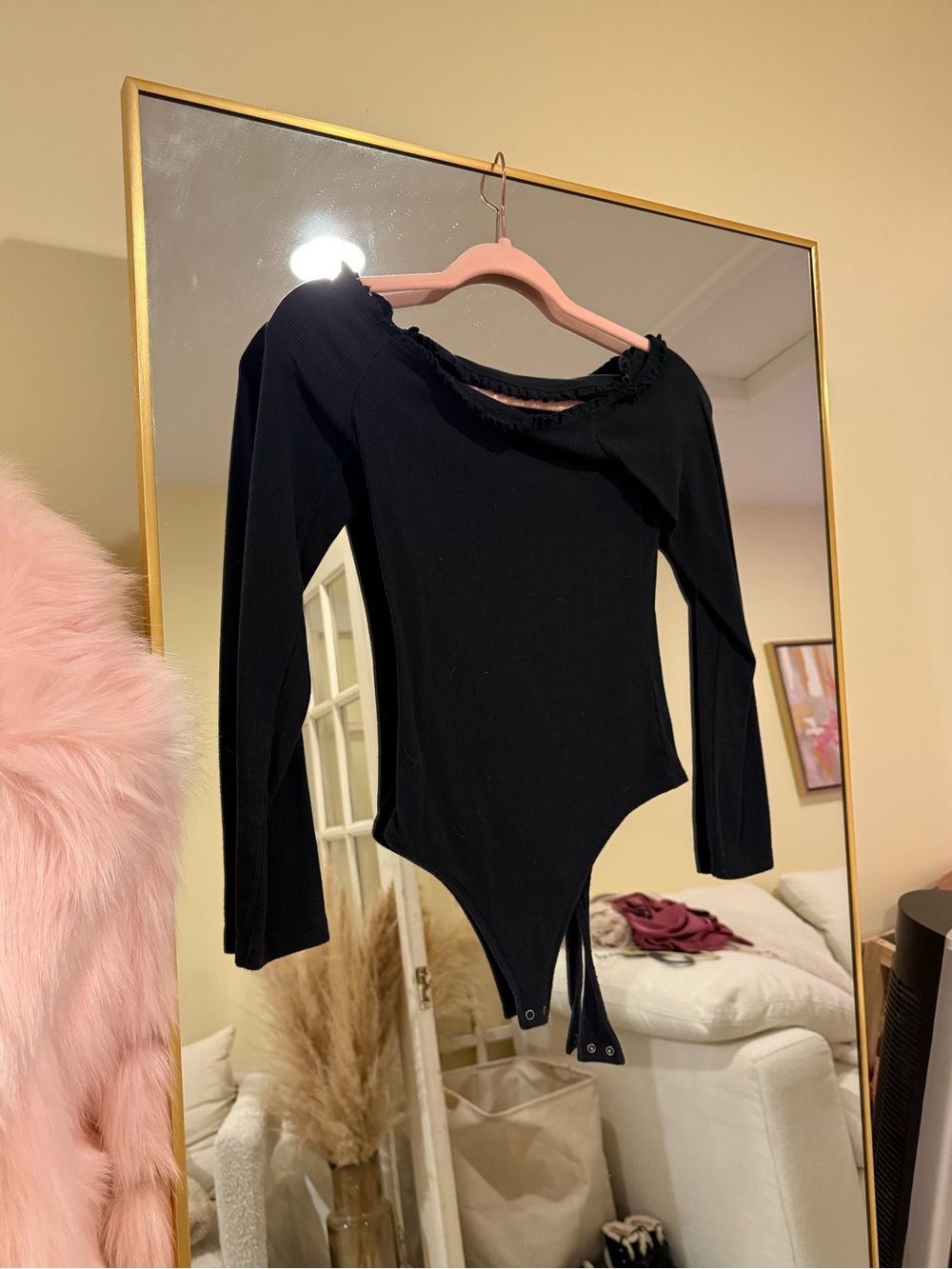 Abercrombie & Fitch Black Long-Sleeve Ribbed Kids Bodysuit